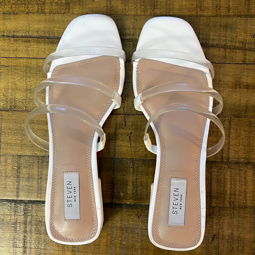 Steven white sandals